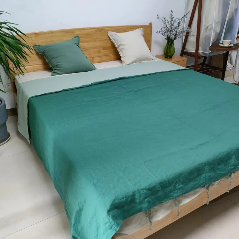 Popular 100% linen bedding two tone color Oeko-tex standard stonewashed linen duvet cover Wholesale linen duvet cover set