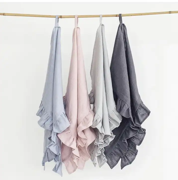 Customer Size Flax Napkin Multi color Ruffle Linen Napkins 100% Natural Wedding Table Napkin