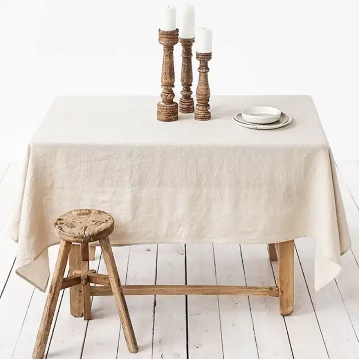 Stone washed natural oversize table linens tablecloth for wedding