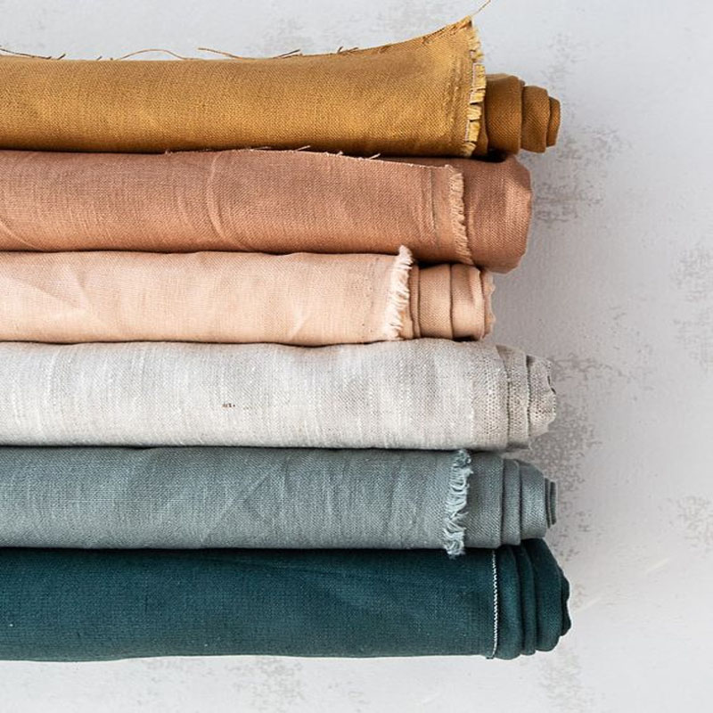 Super soft stonewashed 100% pure french linen fabric pure flax for bed linen