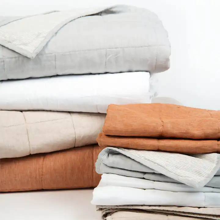 Stonewashed 100% nature flax linen luxury bedding elegant quilts