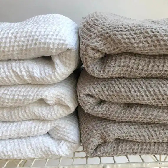 Charcoal organic Linen cotton bath hand towel waffle 100% linen