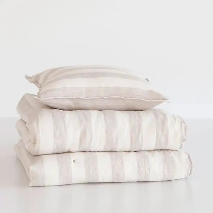 Breathable 100% French Linen Bedding Set Washed Flax Bed Sheet Set