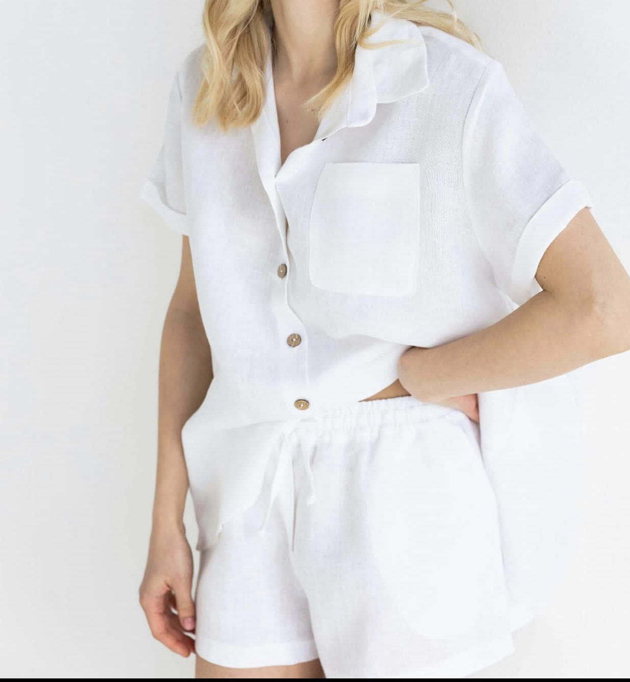 waist slim lacing linen pyjamas bathroom Loungewear organic home wear