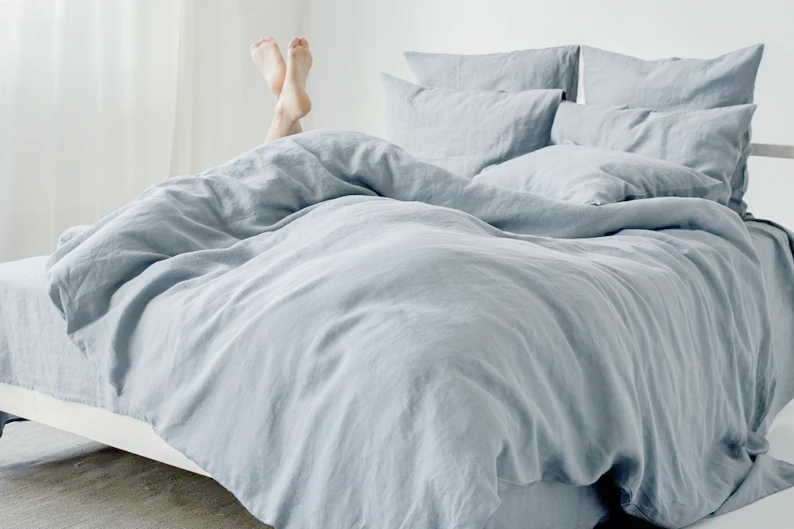 Navy blue stone wash linen 100% Pure sabanas French Linen bedding